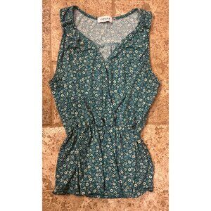 Gilli Sleeveless Floral Blue Peplum Blouse Womens Size M Polyester